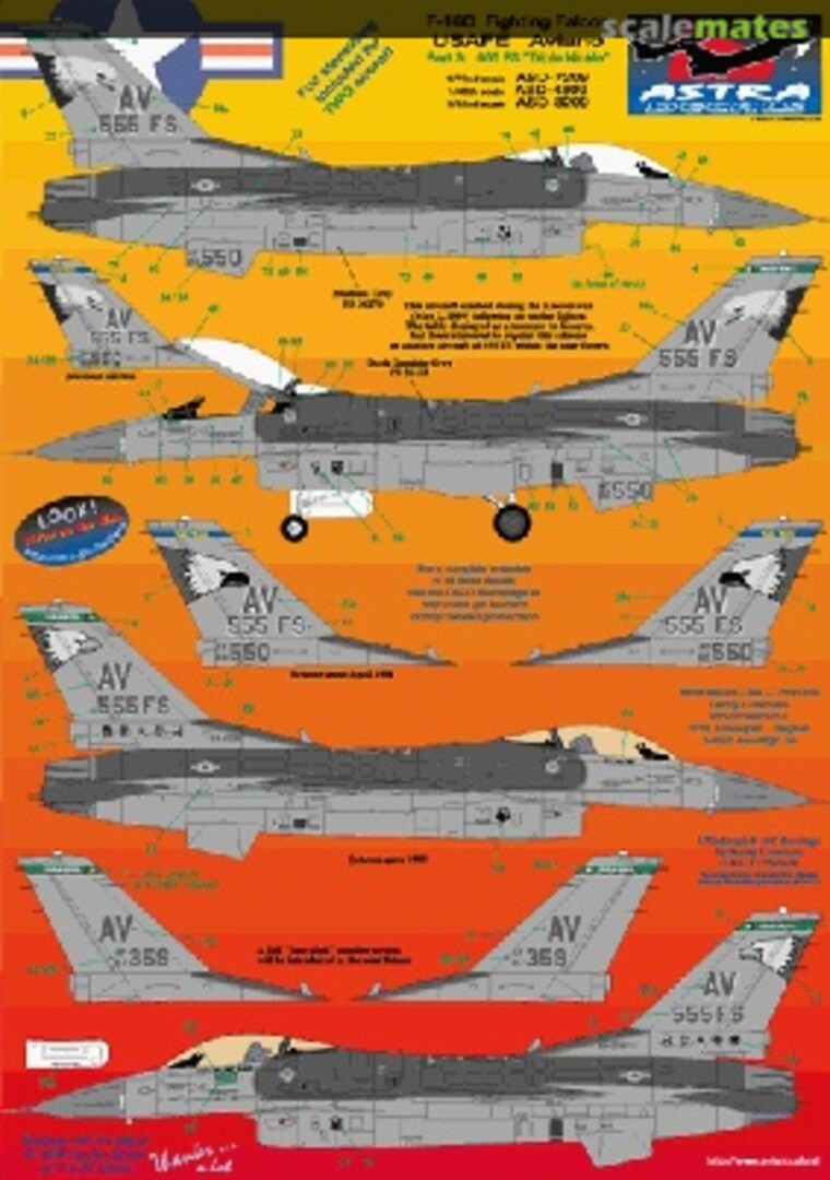 Boxart USAFE F-16C Aviano Pt3: 555 FS "Triple Nickle" ASD-7209 Astra Decals