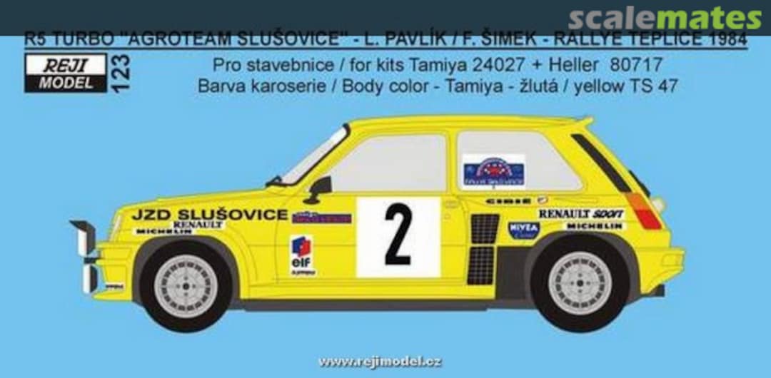 Boxart Renault 5 Turbo Rallye Teplice 1984 – Pavlík/Šimek 123 REJI Model