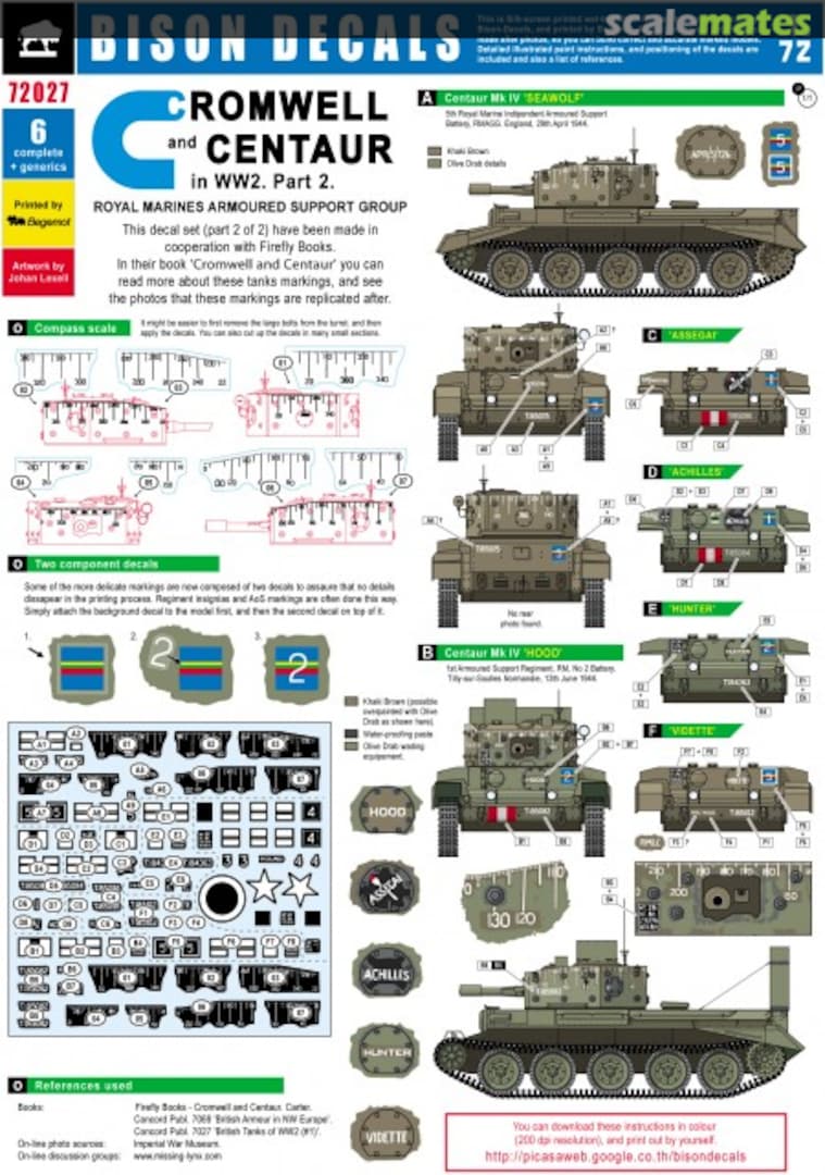 Boxart Cromwell and Centaur in WW2 72027 Bison Decals