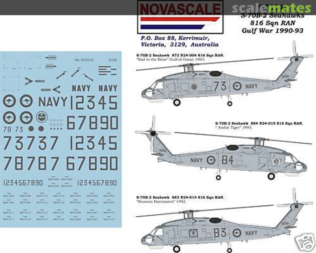 Boxart S-70B-2 Seahawk 816 Sqn. RAN "Gulf War" 1990-93 N-72014 Novascale