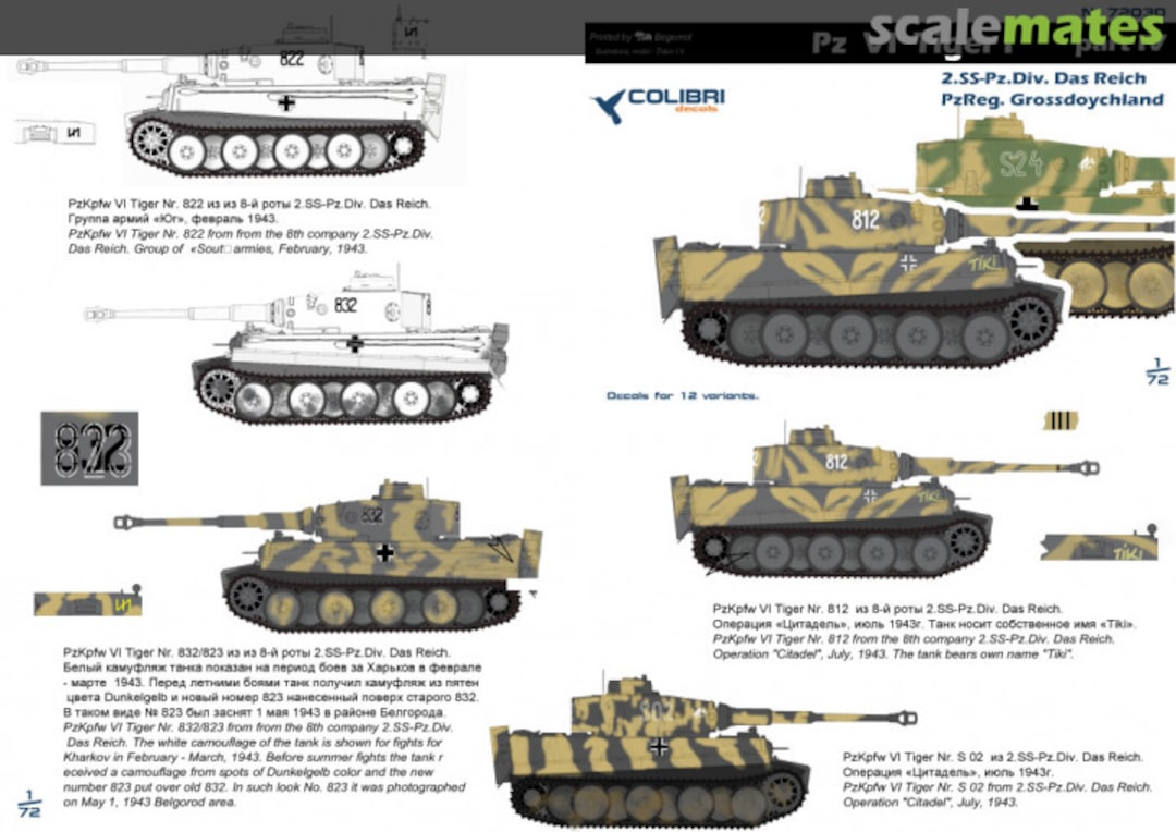 Boxart Pz VI Tiger I 72030 Colibri Decals