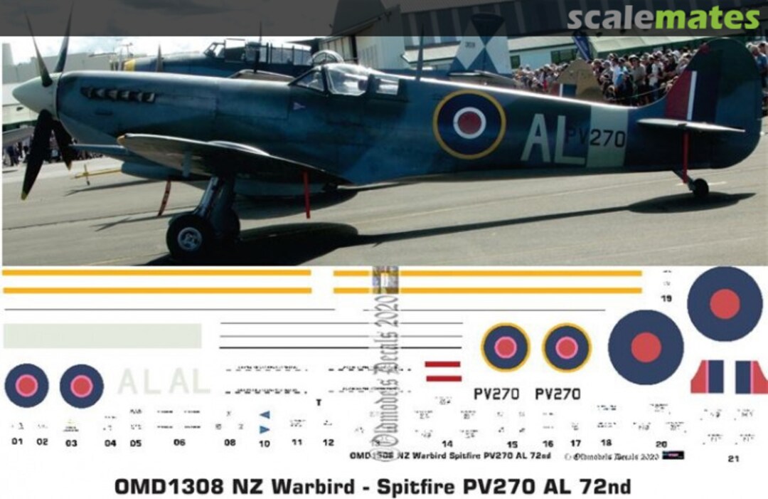 Boxart Warbird - Spitfire PV270 OMD1308 Oldmodels Decals