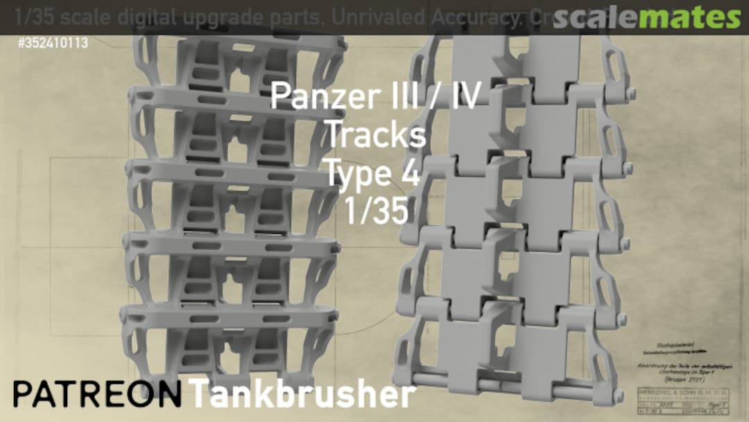 Boxart Panzer III / IV - single link workable tracks Type 4 352410113 Tankbrusher Scale Modeling