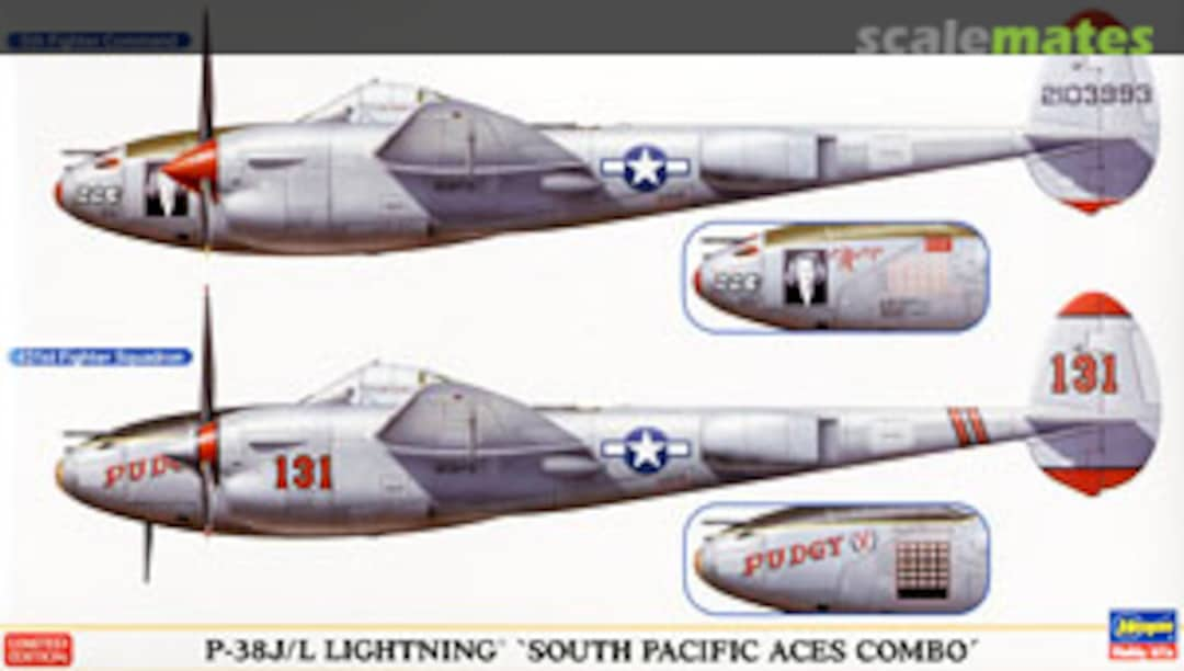 Boxart P-38J P-38L Lightning 'South Pacific Aces Combo' (2 kits) 02068 Hasegawa