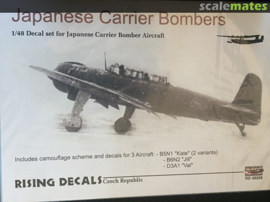 Boxart Japanese Carrier Bombers RD48008 Rising Decals