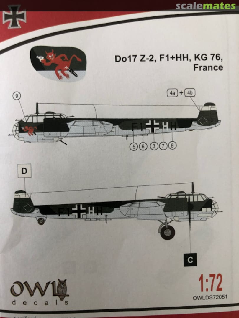 Boxart Do17 Z-2, F1+HH, KG 76, France OWLDS72051 OWL