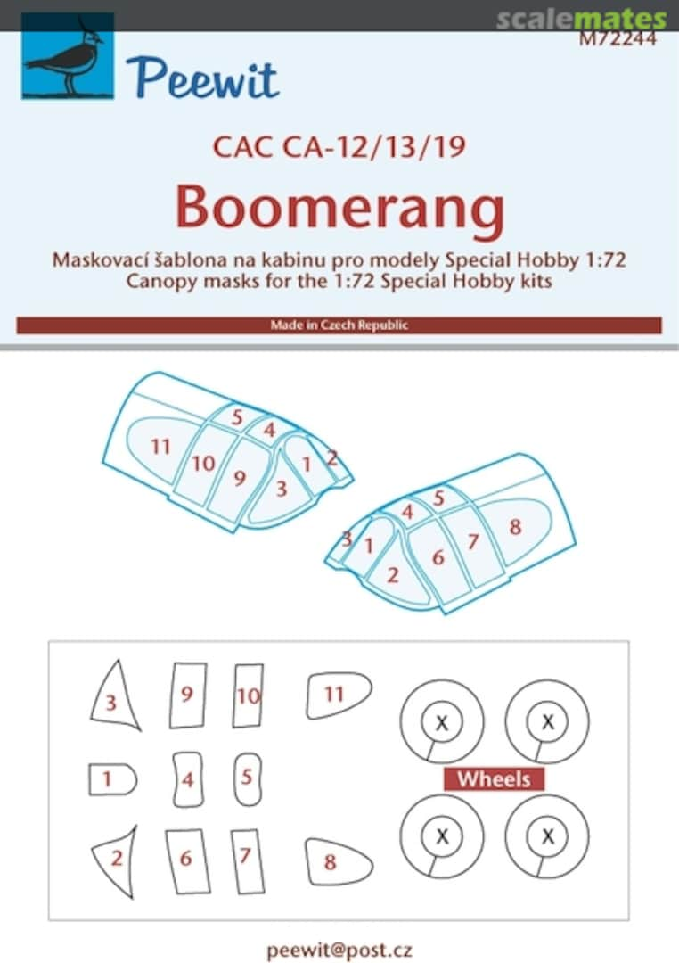 Boxart CAC CA-12/13/19 Boomerang Canopy & Wheels Mask M72244 Peewit