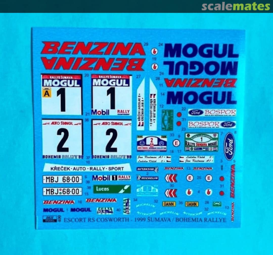 Contents Ford Escort RS Cosworth Group A sponsored by Mogul, Benzina #1, 2 400 REJI Model