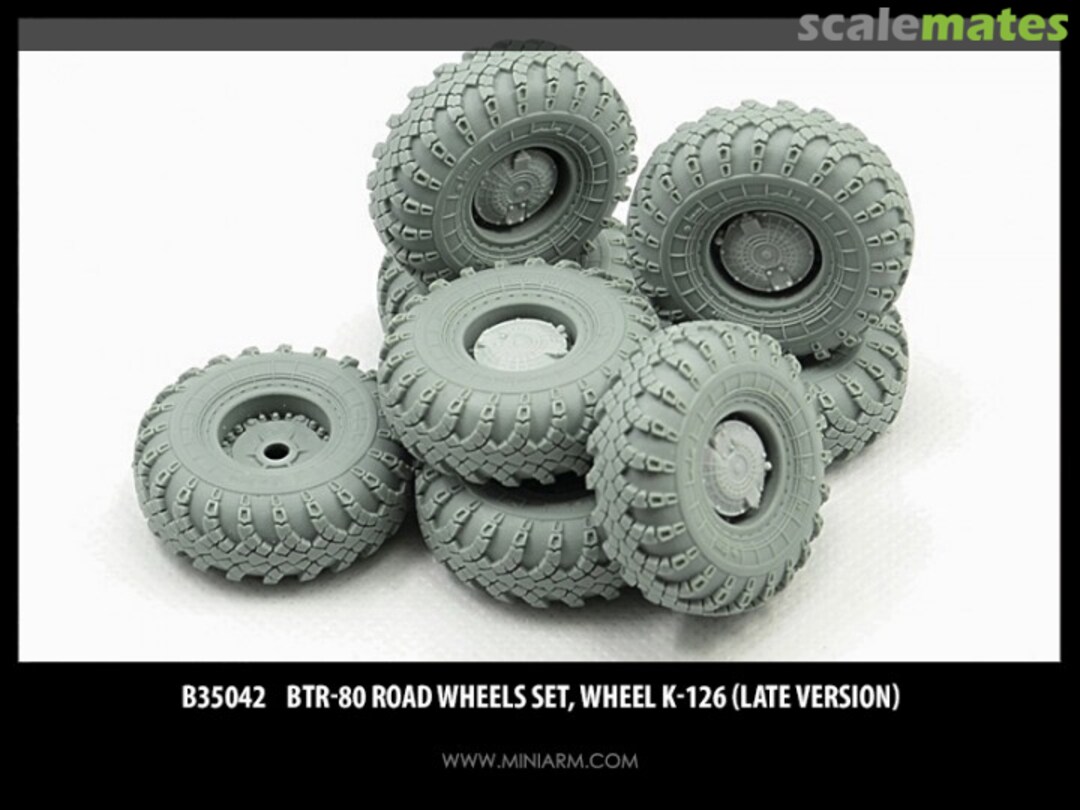 Boxart BTR-80 road wheels set, wheel K-126 (late version) B35042 Miniarm