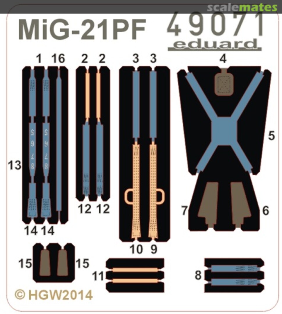 Boxart MiG-21PF Seatbelts FABRIC 49071 Eduard