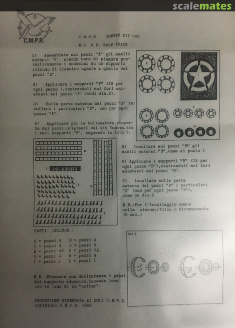 Boxart CONVER KIT M3 US HALF TRACK 003 C.M.P.R. Club Modellismo Plastico Ravenna