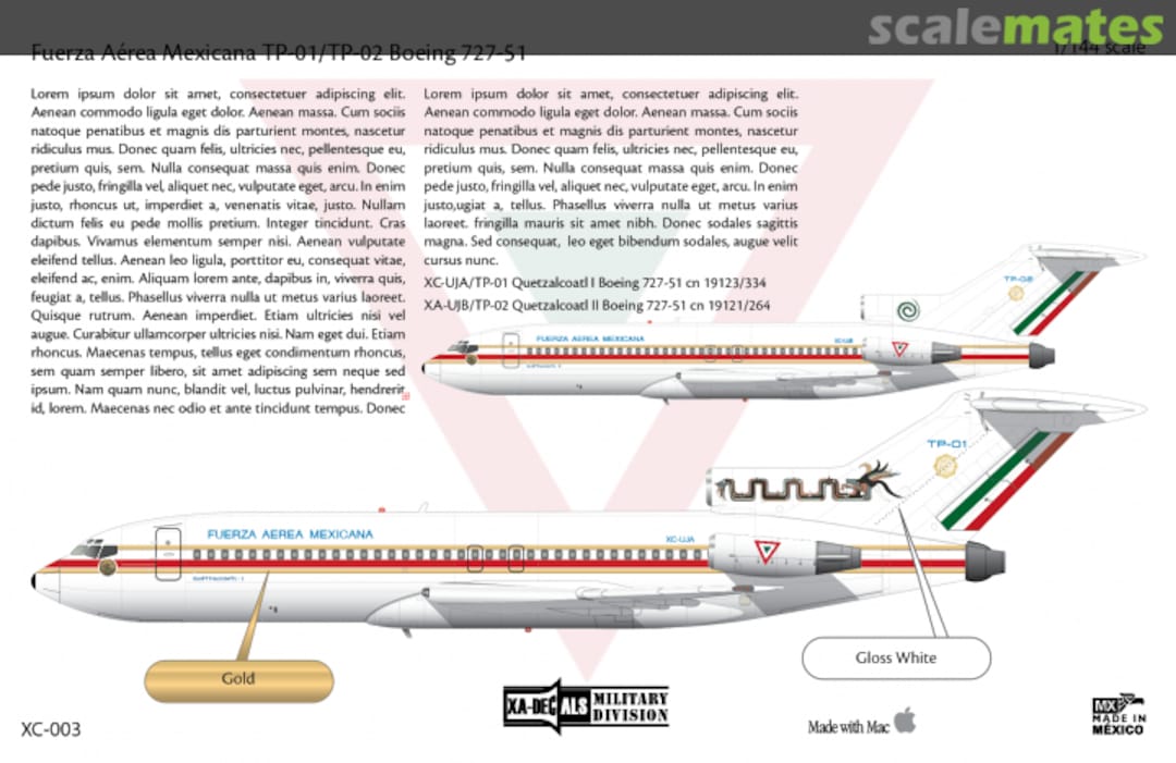 Boxart Boeing 727-51 XC-003 XA-DECALS