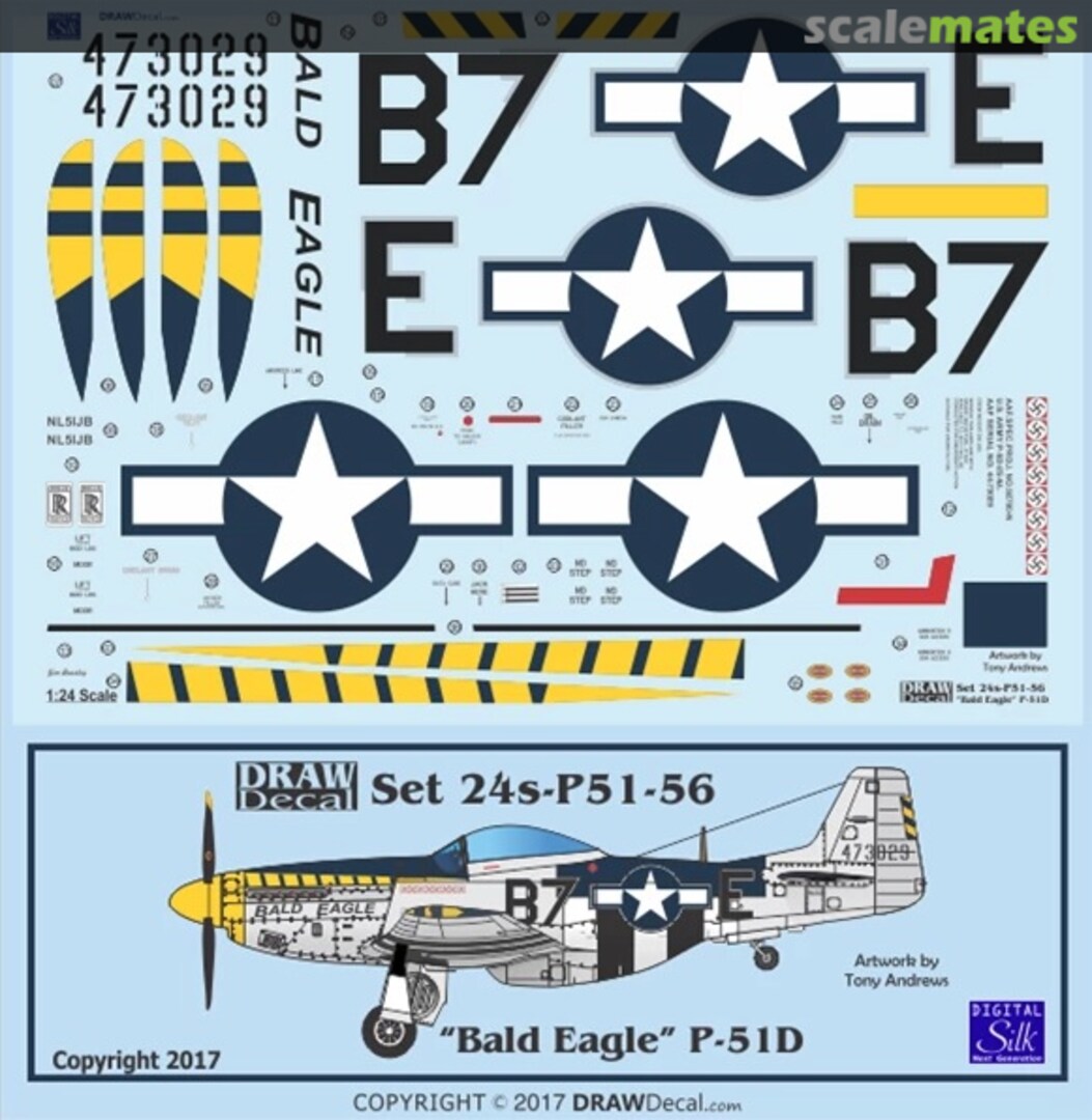 Boxart P-51D “Bald Eagle” 24-P51-56 Draw Decal