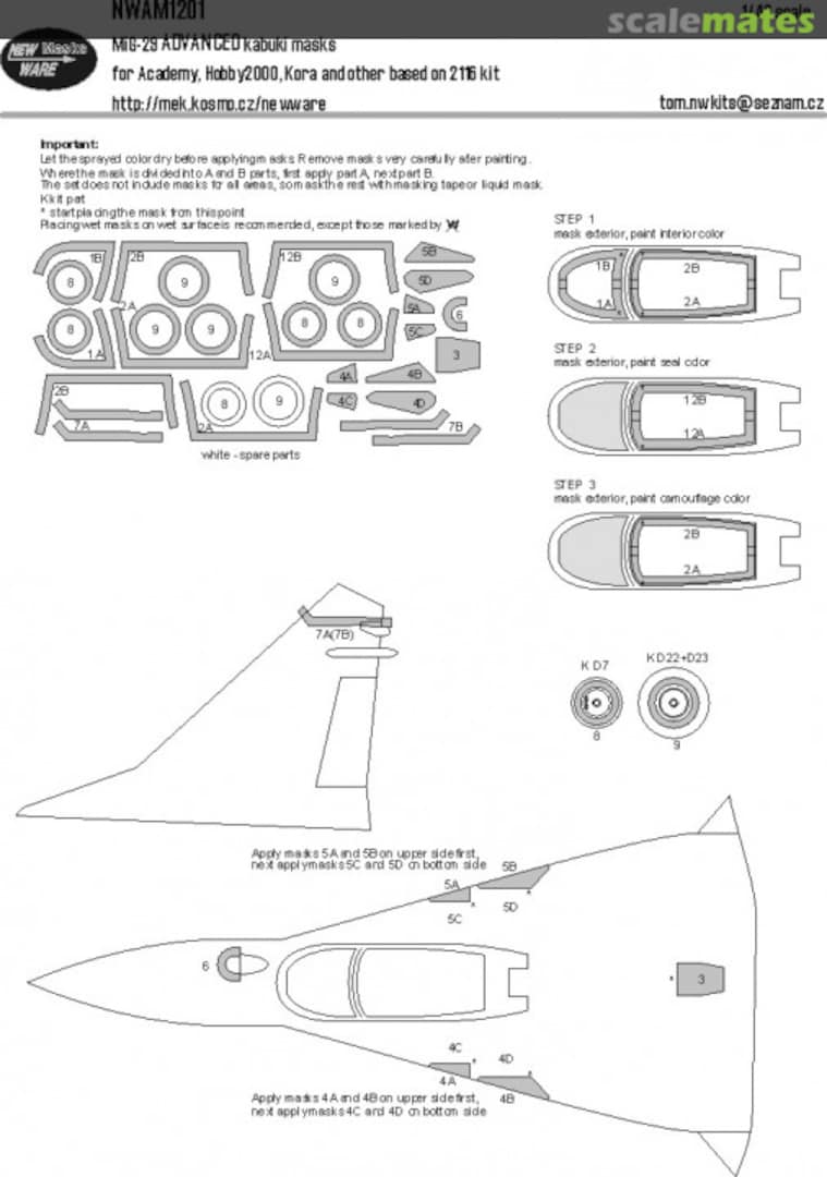 Boxart MiG-29 ADVANCED kabuki masks NWAM1201 New Ware