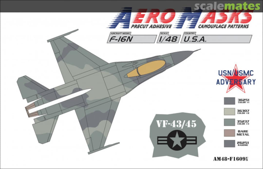 Boxart F-16N USA USN USMC Adversary VF-43/45 AM48-F1609 AeroMasks