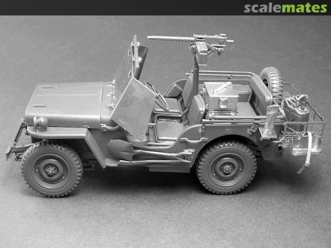 Boxart Light armoured US recon WWII Jeep with radio and stowage rack GM35025 Minor