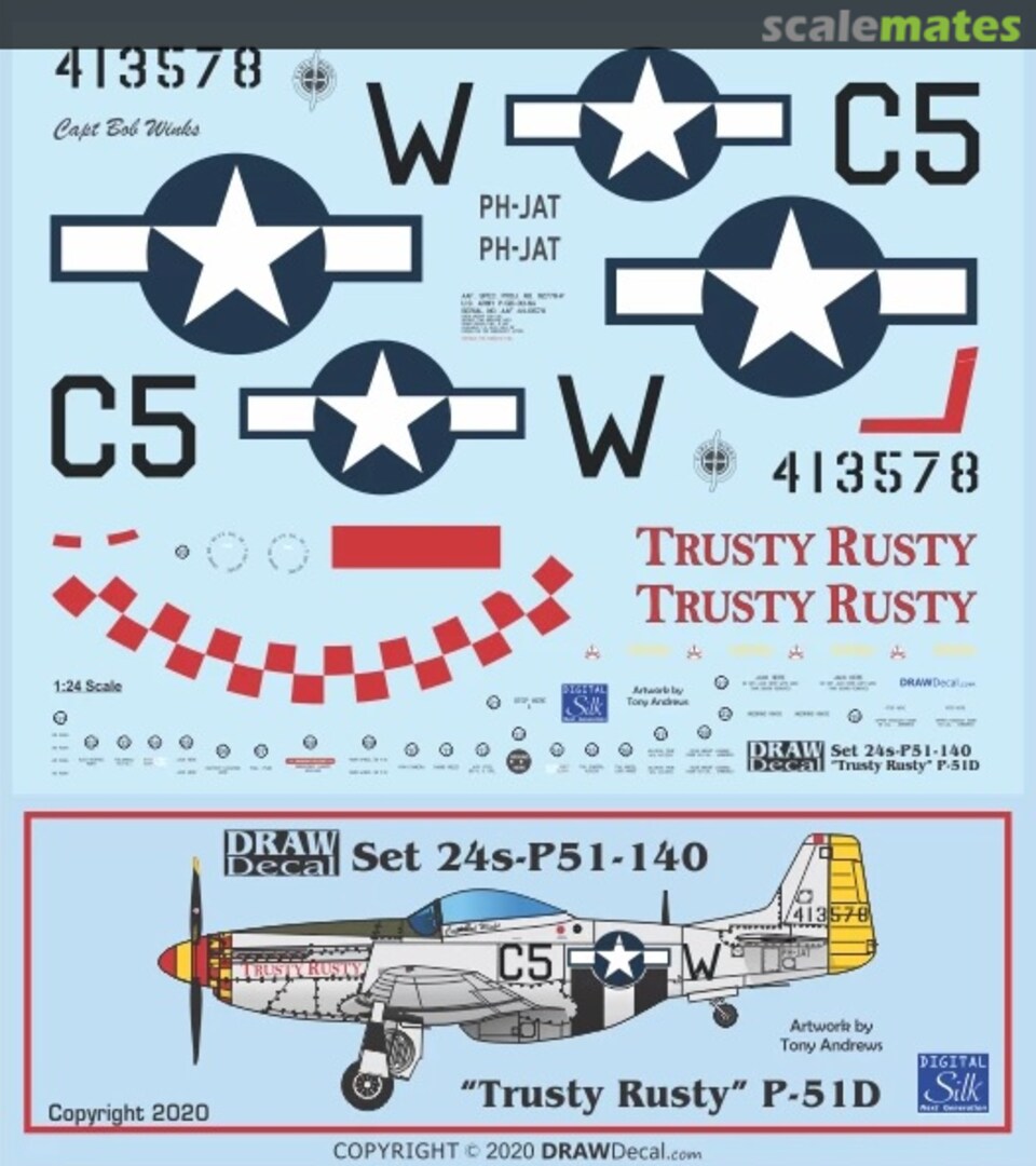 Boxart “Trusty Rusty” P-51D 24-P51-140 Draw Decal