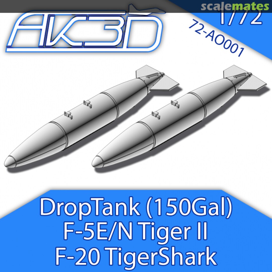 Boxart DropTank (150 Gal) F-5E/N Tiger II F-20 Tigershark 72-AO001 AK3D