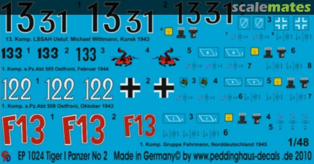 Boxart Tiger I Panzer EP 1024 Peddinghaus-Decals