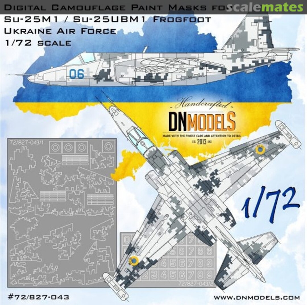 Boxart Su-25M1 / Su-25UBM1 Frogfoot Ukrainian Digital Camo Paint mask set 72/827-043 DN Models