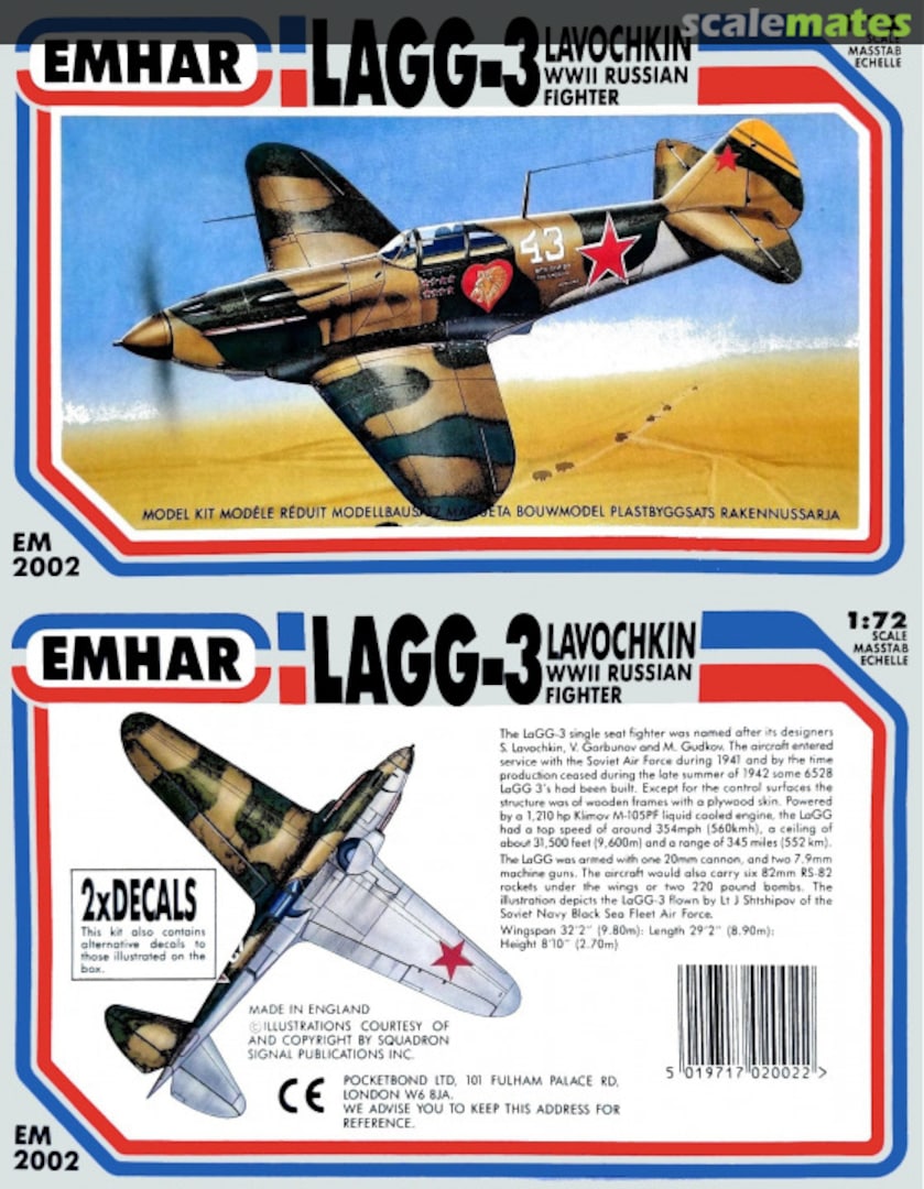 Boxart LaGG-3 Lavochkin WWII Russian Fighter EM2002 EMHAR