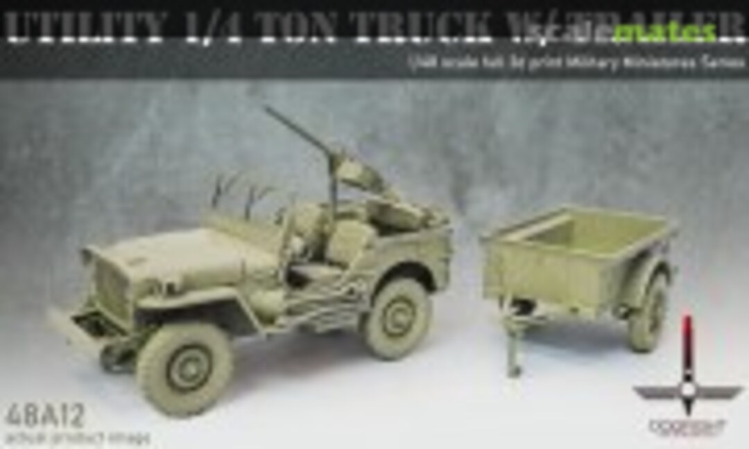 1:48 U.S. Military Standard Utility 1/4 Ton Truck with trailer (Dogfight Workshop 48A12)