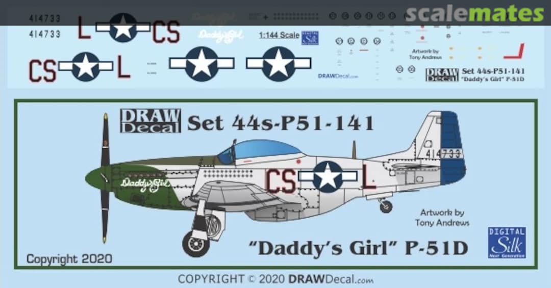 Boxart “Daddy’s Girl” P-51D 44-P51-141 Draw Decal