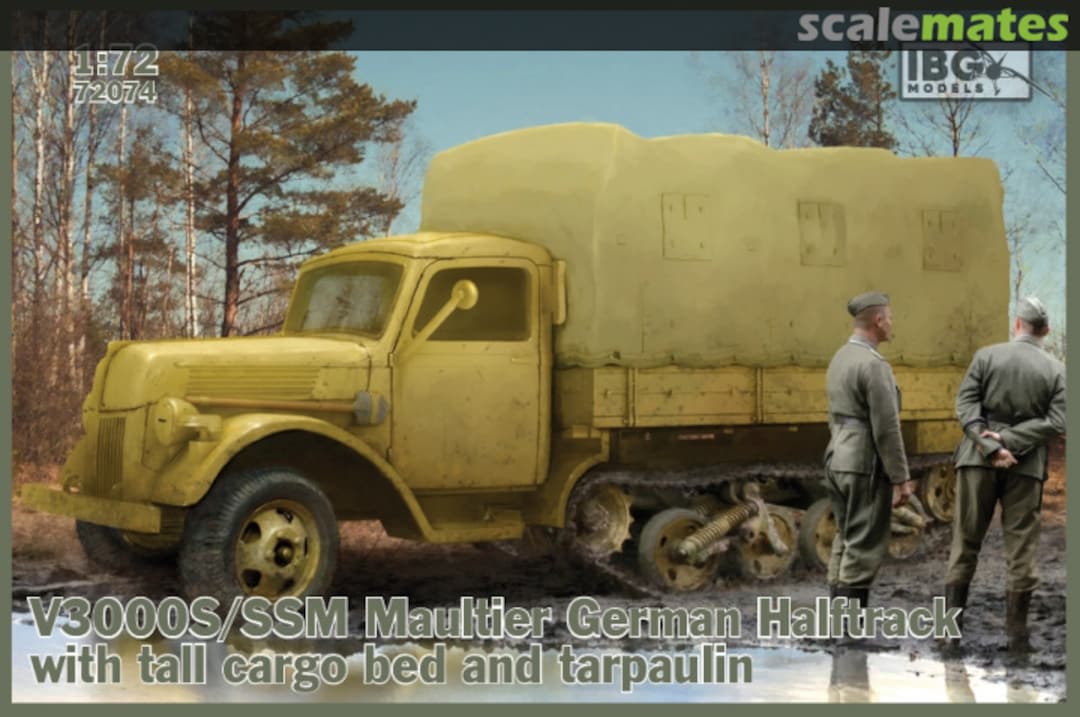 Boxart V3000S/SSM Maultier German Half Track with tall cargo bed and tarpaulin 72074 IBG Models