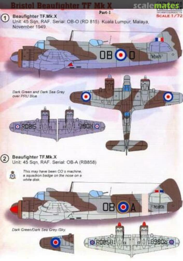 Boxart Bristol Beaufighter TF Mk. X 72-416 Print Scale