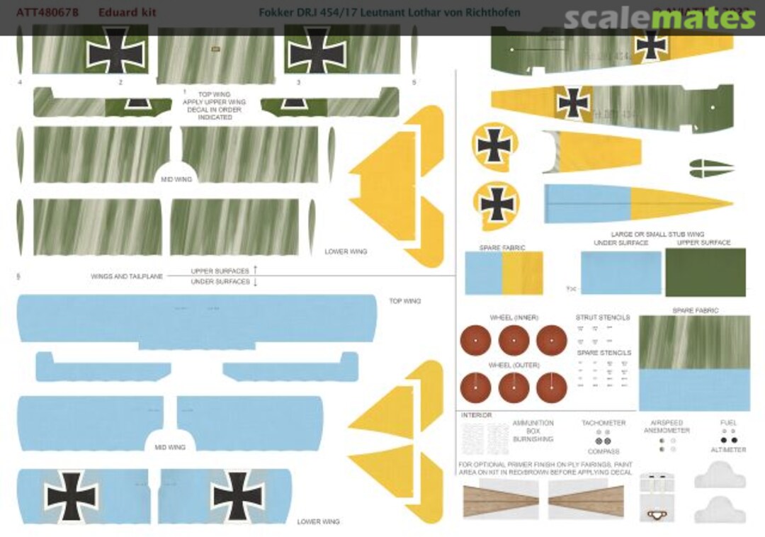 Boxart Fokker DR.I Triplane 454/17 Ltn. Lothar von Richthofen scheme option 'B' ATT48067B Aviattic