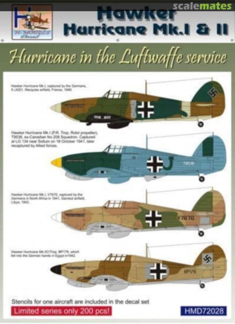 Boxart Hurricane in Luftwaffe service HMD72028 H-Models Decals