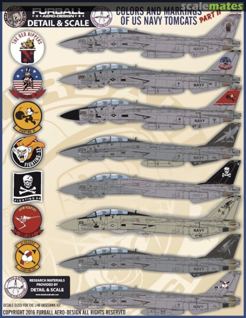 Boxart Colors And Markings of US Navy Tomcats F/D&S-4809 Furball Aero-Design