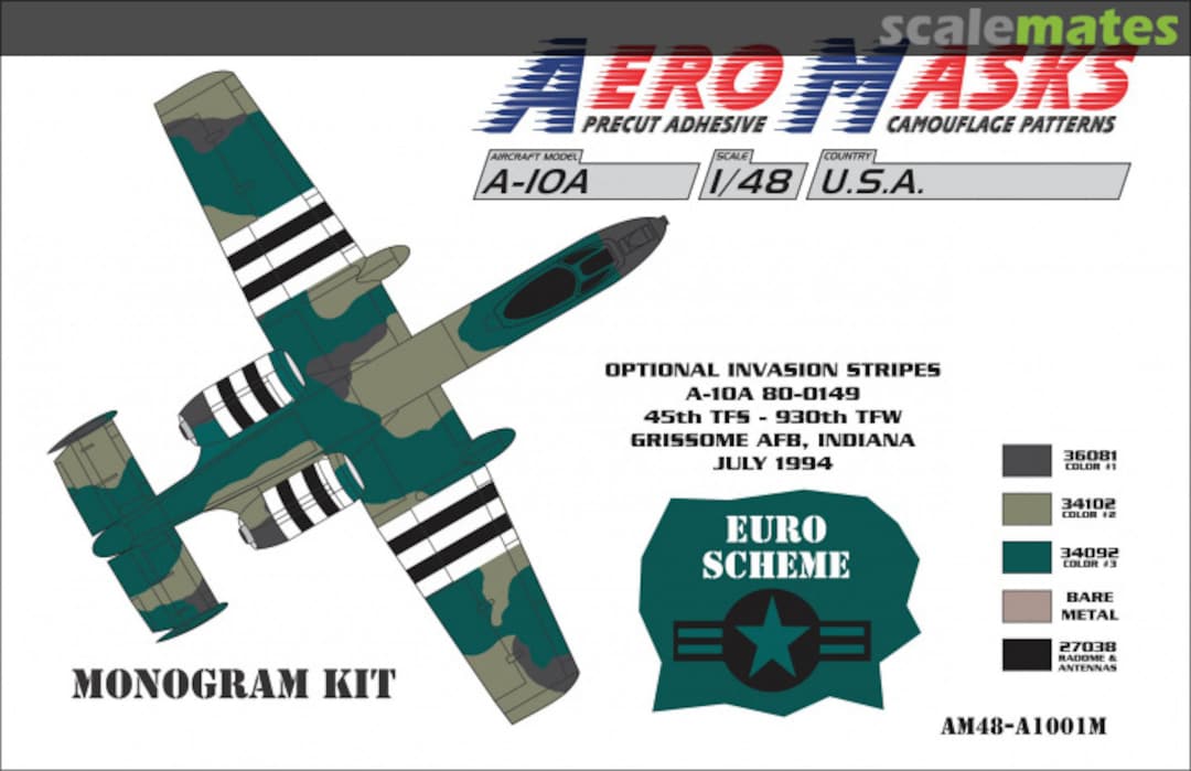 Boxart A-10A USA Optional Invasion Stripes Euro Scheme AM48-A1001M AeroMasks