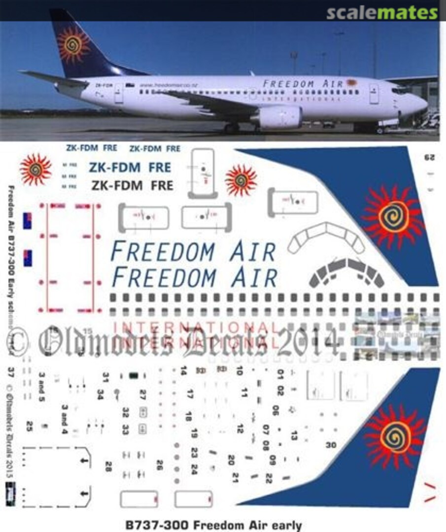 Boxart Freedom Air B737-300s early scheme OMD0910 Oldmodels Decals