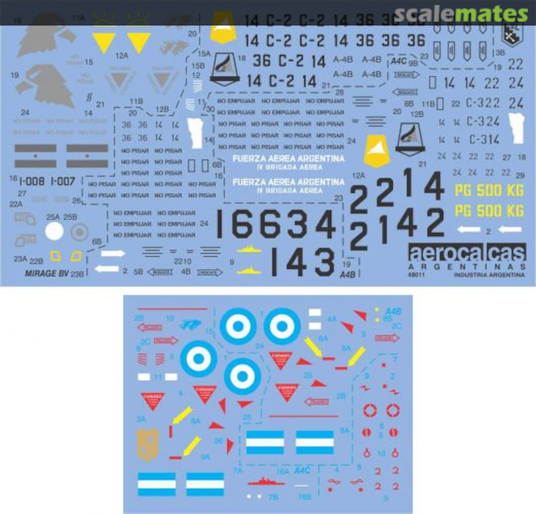 Boxart Skyhawk A4B/A4C Malvinas + post Malvinas / Mirage IIIE Low-Vis 48011 Aerocalcas Argentinas