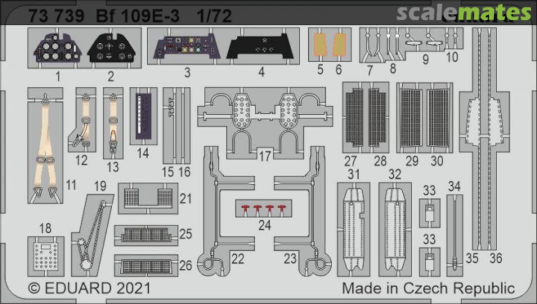 Boxart Bf 109E-3 detail set 73739 Eduard