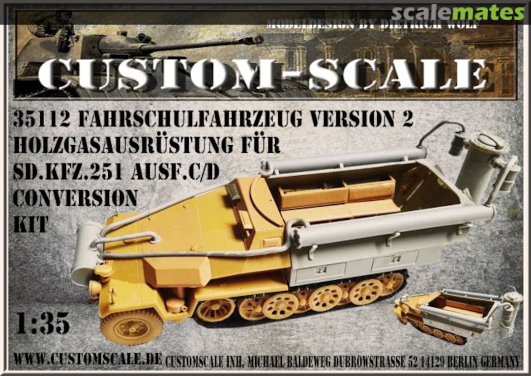 Boxart Fahrschulfahrzeug Version 2 Holzgasausrüstung für Sd.Kfz.251 Ausf. C/D Conversion Kit 35112 Custom-Scale