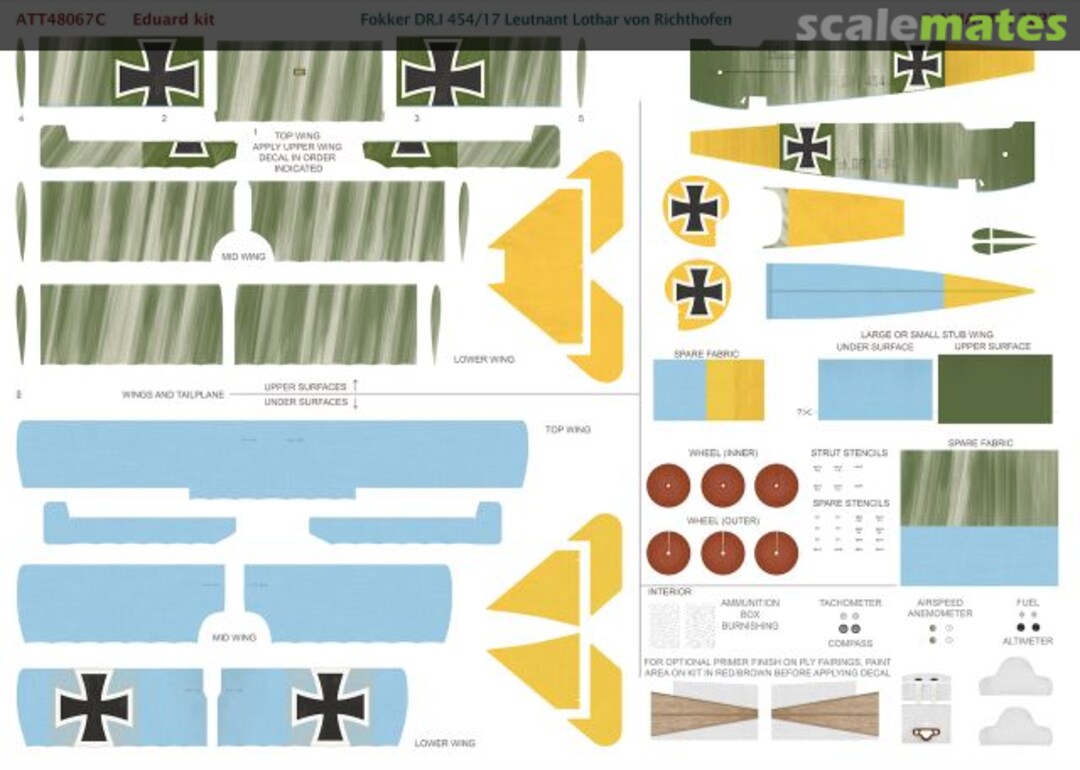 Boxart Fokker DR.I Triplane 454/17 Ltn. Lothar von Richthofen scheme option 'C' ATT48067C Aviattic