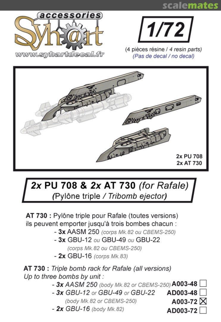 Boxart PU 708 + AT 730 (Triple pylon for Rafale) (1x pair - resin) A003-72 Syhart