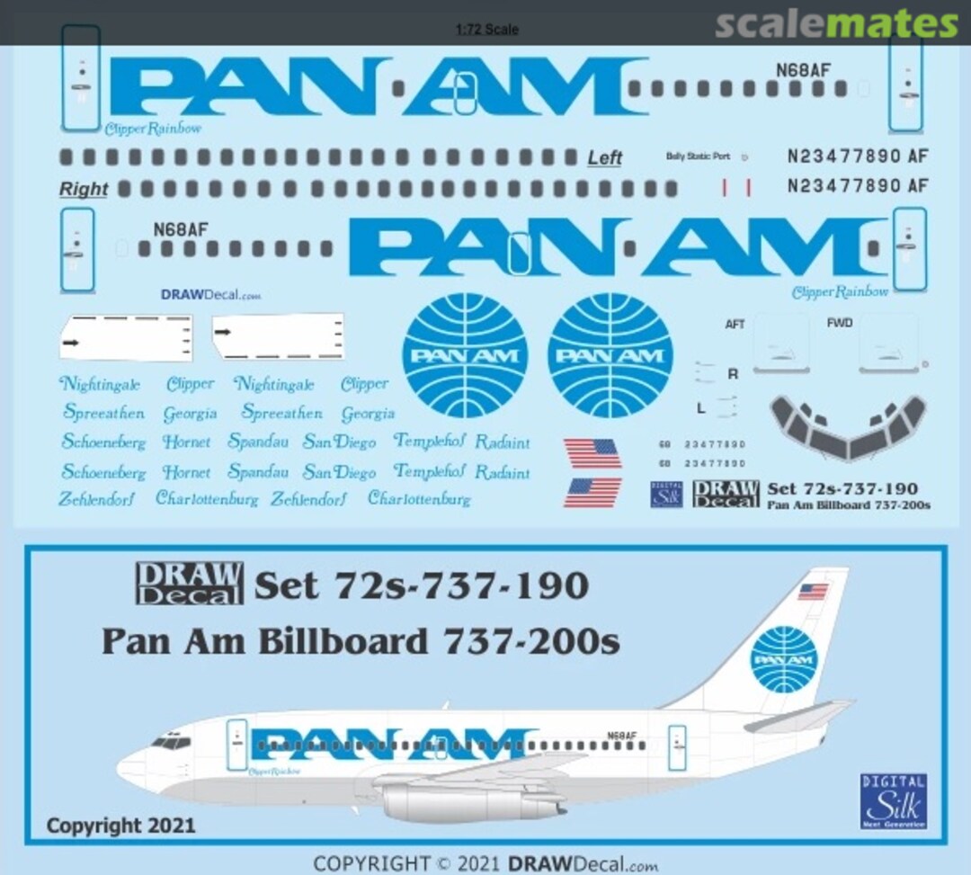 Boxart Pan Am Billboard 737-200s 72-737-190 Draw Decal