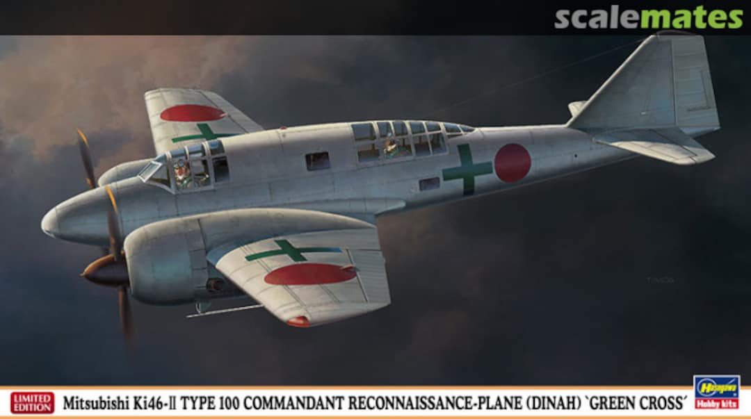 Boxart Mitsubishi KI46-II Type 100 Commandant Reconnaissance-Plane (Dinah) 'Green Cross' 02185 Hasegawa