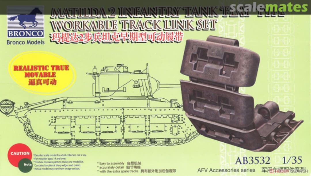 Boxart "Flat" Type workable track link AB3532 Bronco