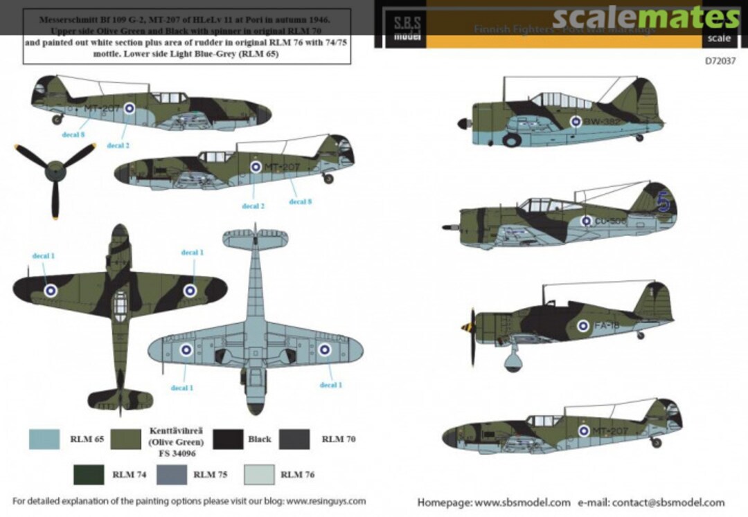 Boxart Finnish Fighters - Post War Markings D72037 SBS Model