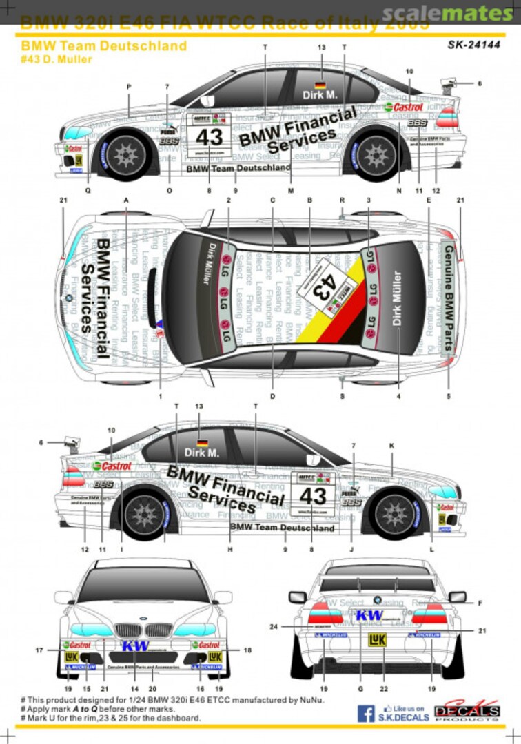 Boxart BMW 320i E46 FIA WTCC Race of Italy 2005 SK-24144 SK Decals