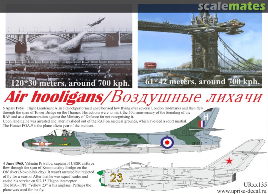 Boxart Air hooligans Hawker Hunter FGA.9 (XF442 Alan Pollock) & MiG-17PF (Privalov) UR32135 UpRise Decal