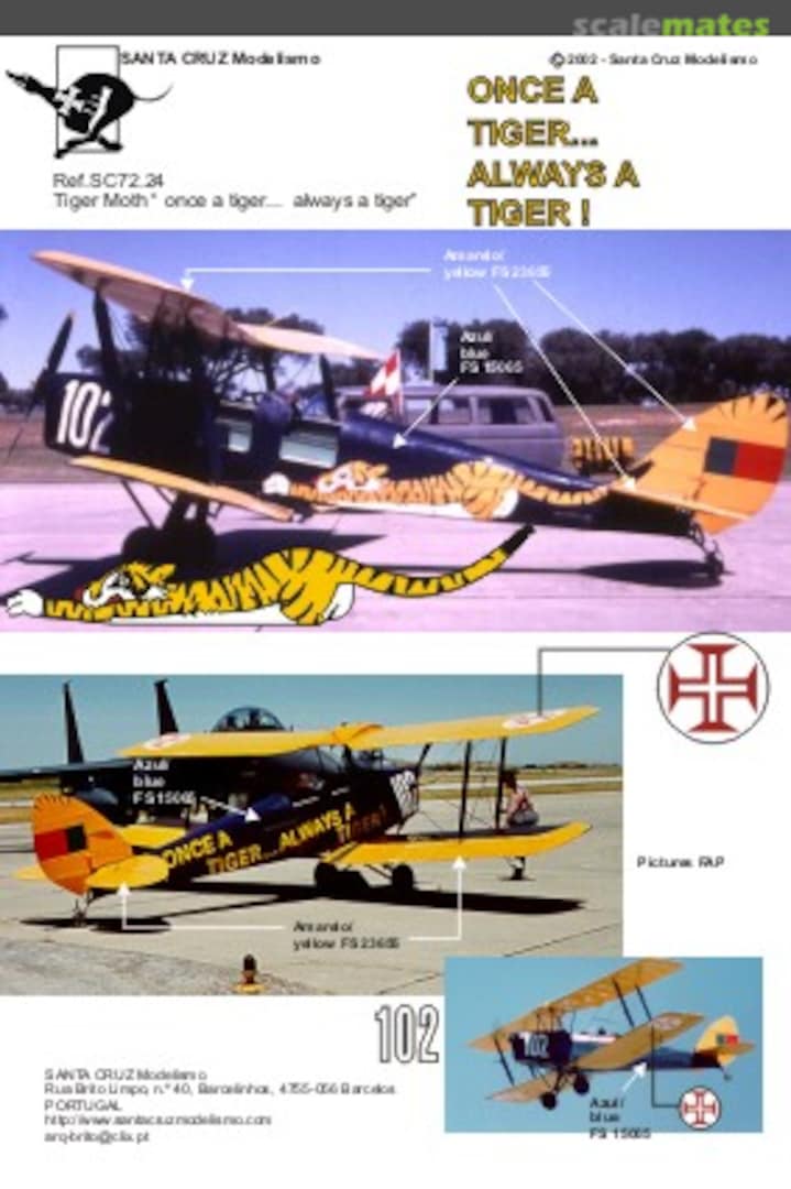 Boxart Tiger Moth - Once a Tiger Always a Tiger SC72.24 Santa Cruz Modelismo