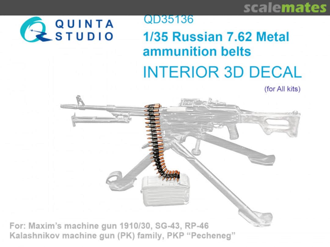 Boxart Russian 7.62 Metal Ammunition Belts interior 3D decals QD35136 Quinta Studio