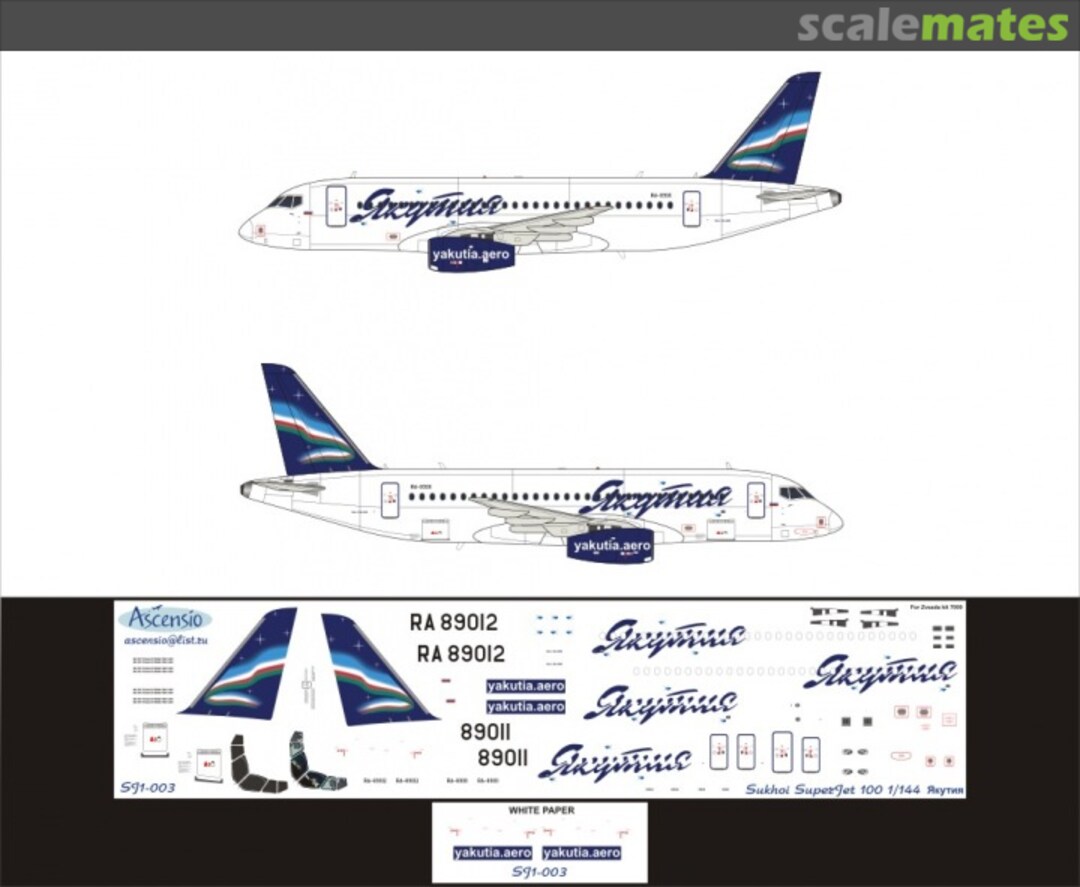 Boxart Sukhoi SuperJet 100 Yakutia SJ1-003 Ascensio