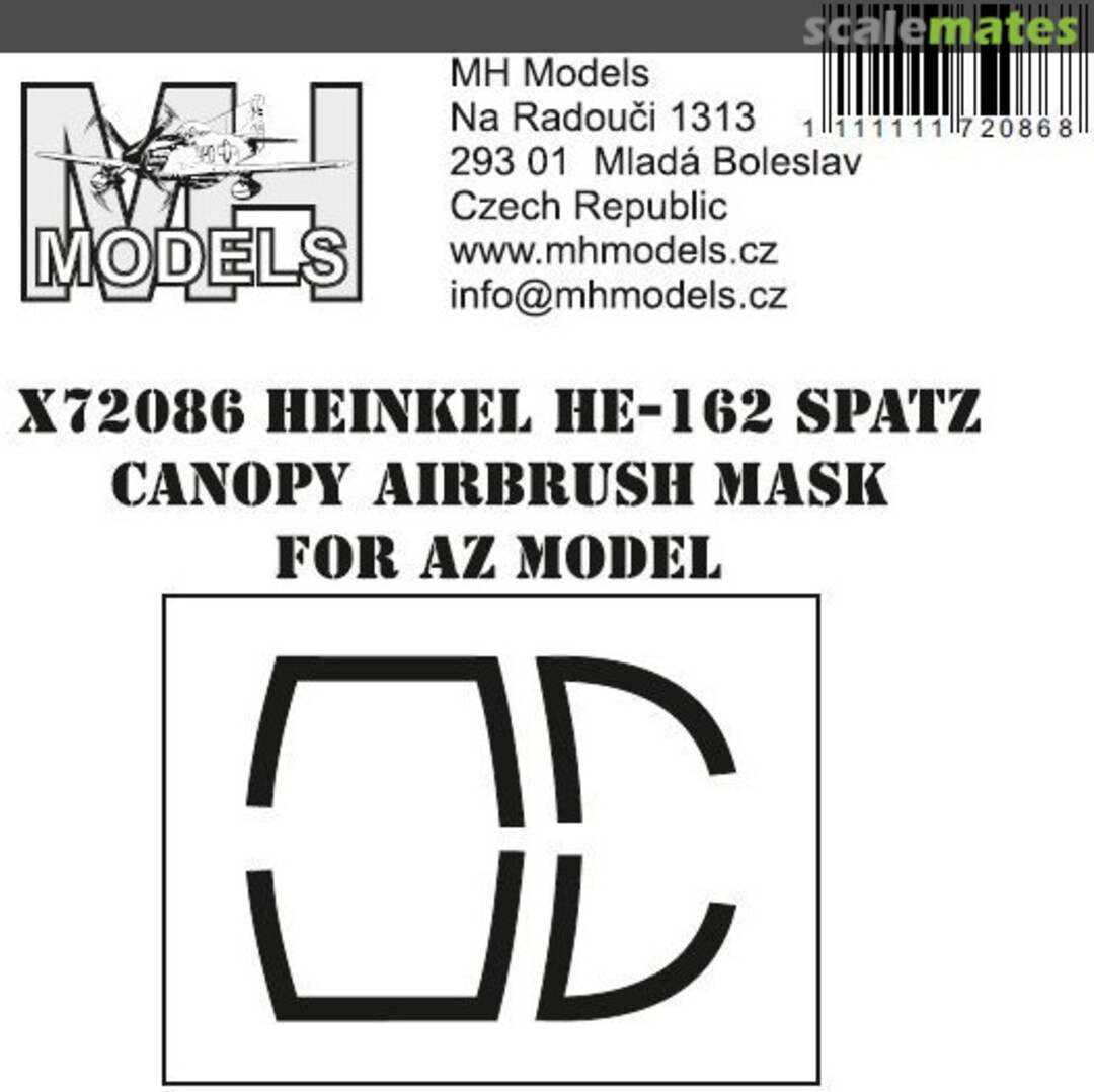 Boxart Heinkel He-162 Spatz Canopy Airbrush Mask X72086 MH Models