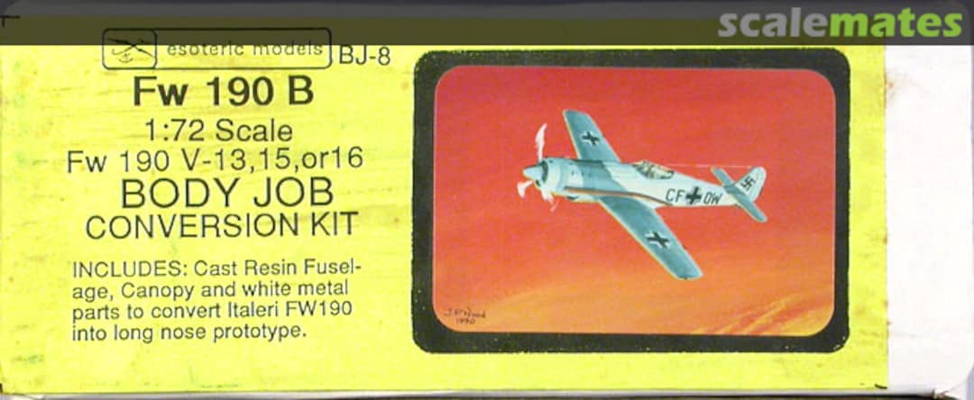 Boxart Fw 190 B, Fw 190 V-13, 15 or 16 Body Job BJ-8 Esoteric Models